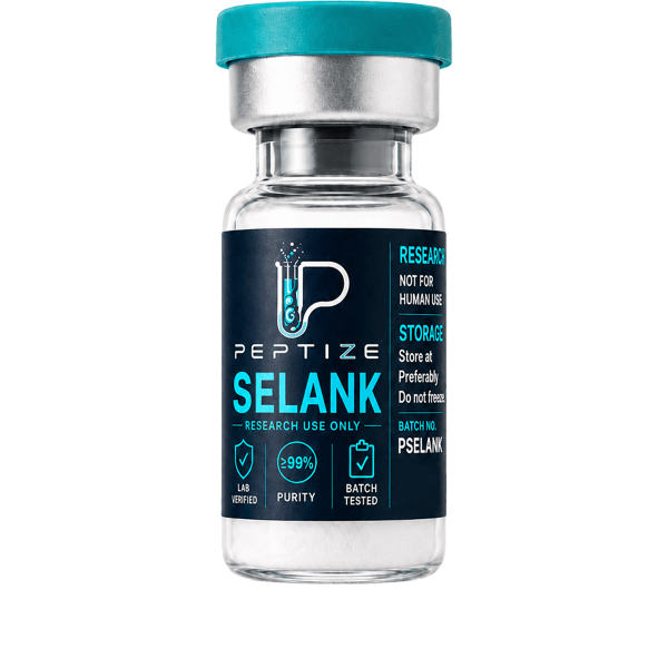 PZ-SELANK 10mg research-use-only vial from Peptize